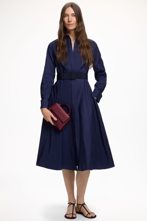 CUFFLINK-DETAILED TAFFETA SHIRT DRESS