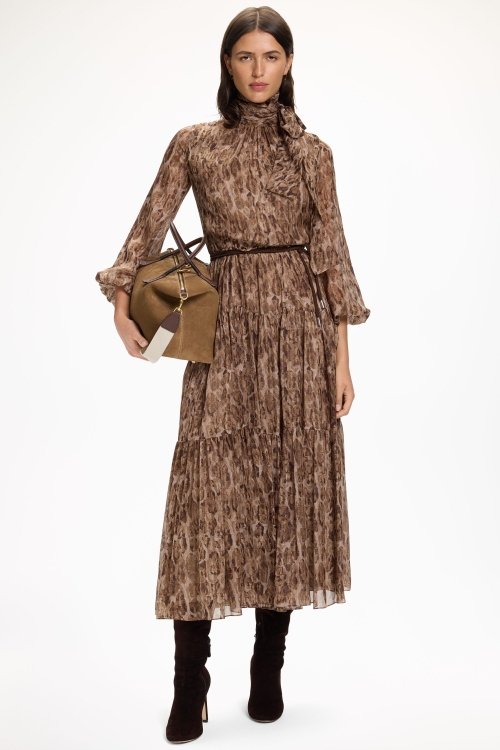 CHANIMAL PRINT SILK CHIFFON DRESS
