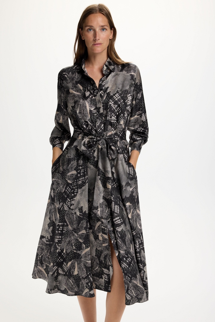 Print Silk Twill Shirt Dress