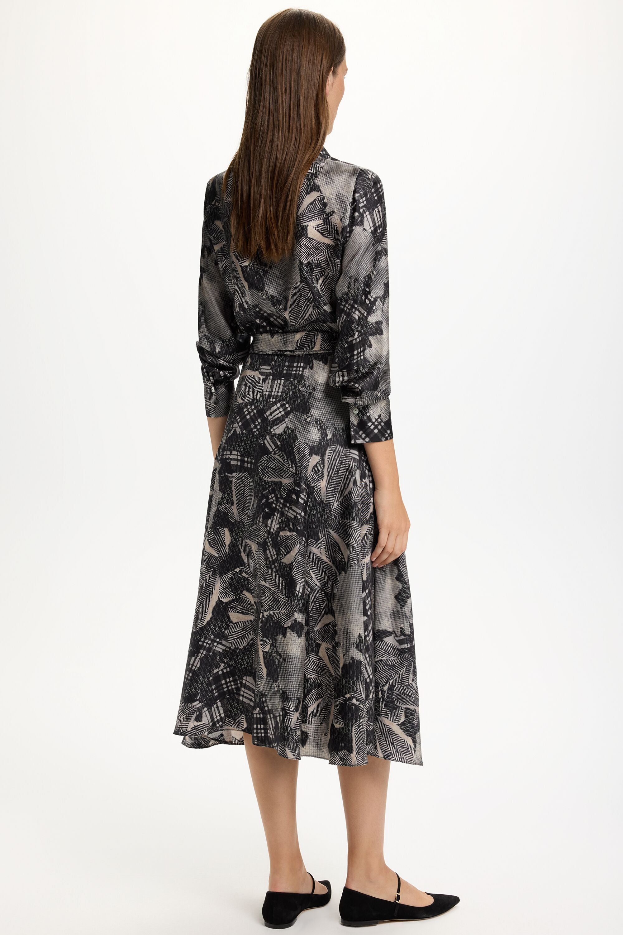 Print Silk Twill Shirt Dress black/ivory - CH Carolina Print Silk Twill Shirt Dress black/ivory - CH Carolina