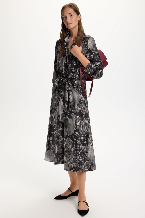 PRINT SILK TWILL SHIRT DRESS