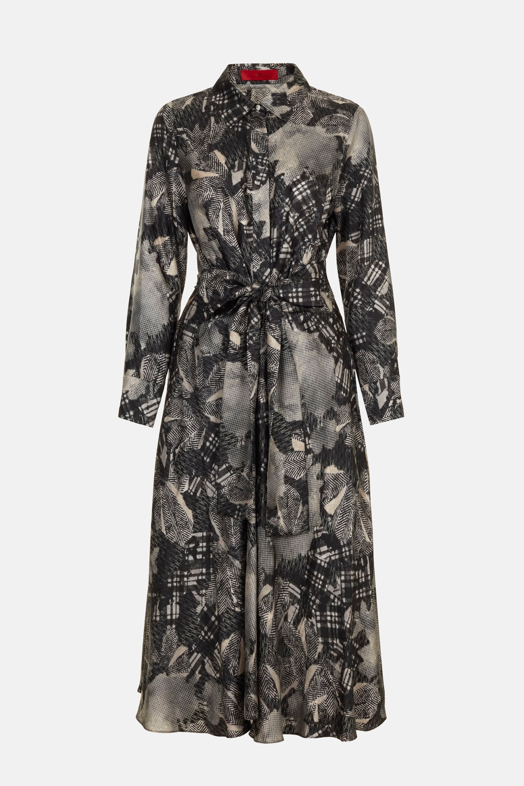 Print Silk Twill Shirt Dress black/ivory - CH Carolina