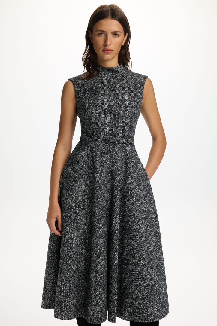 Jacquard Dress with Belt