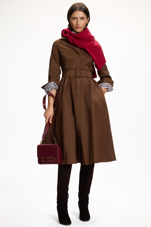 VESTIDO CAMISERO MIDI DE TAFETA CON CINTURÓN