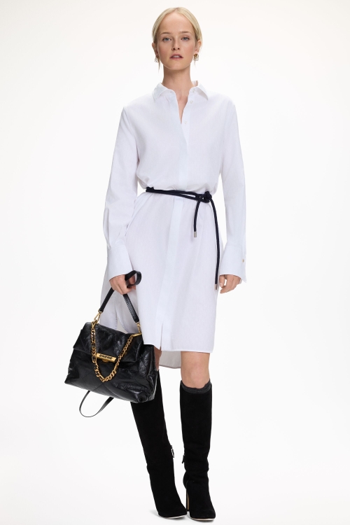 JACQUARD POPLIN STRAIGHT-FIT SHIRT DRESS