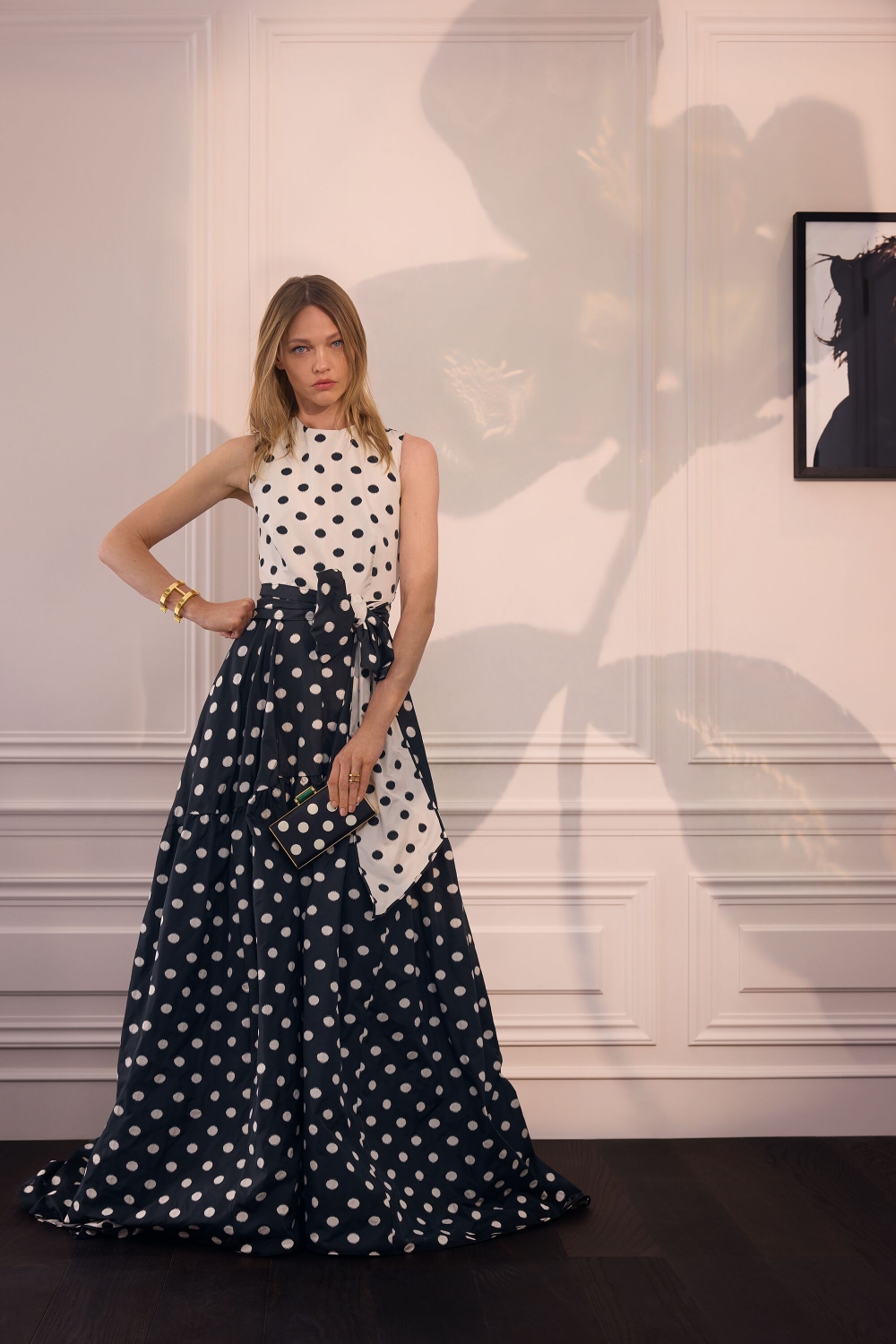 JACQUARD LONG DRESS WITH POLKA DOTS