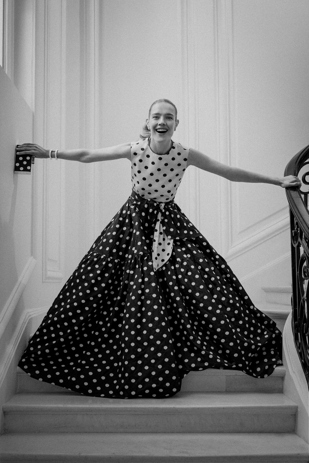 JACQUARD LONG DRESS WITH POLKA DOTS