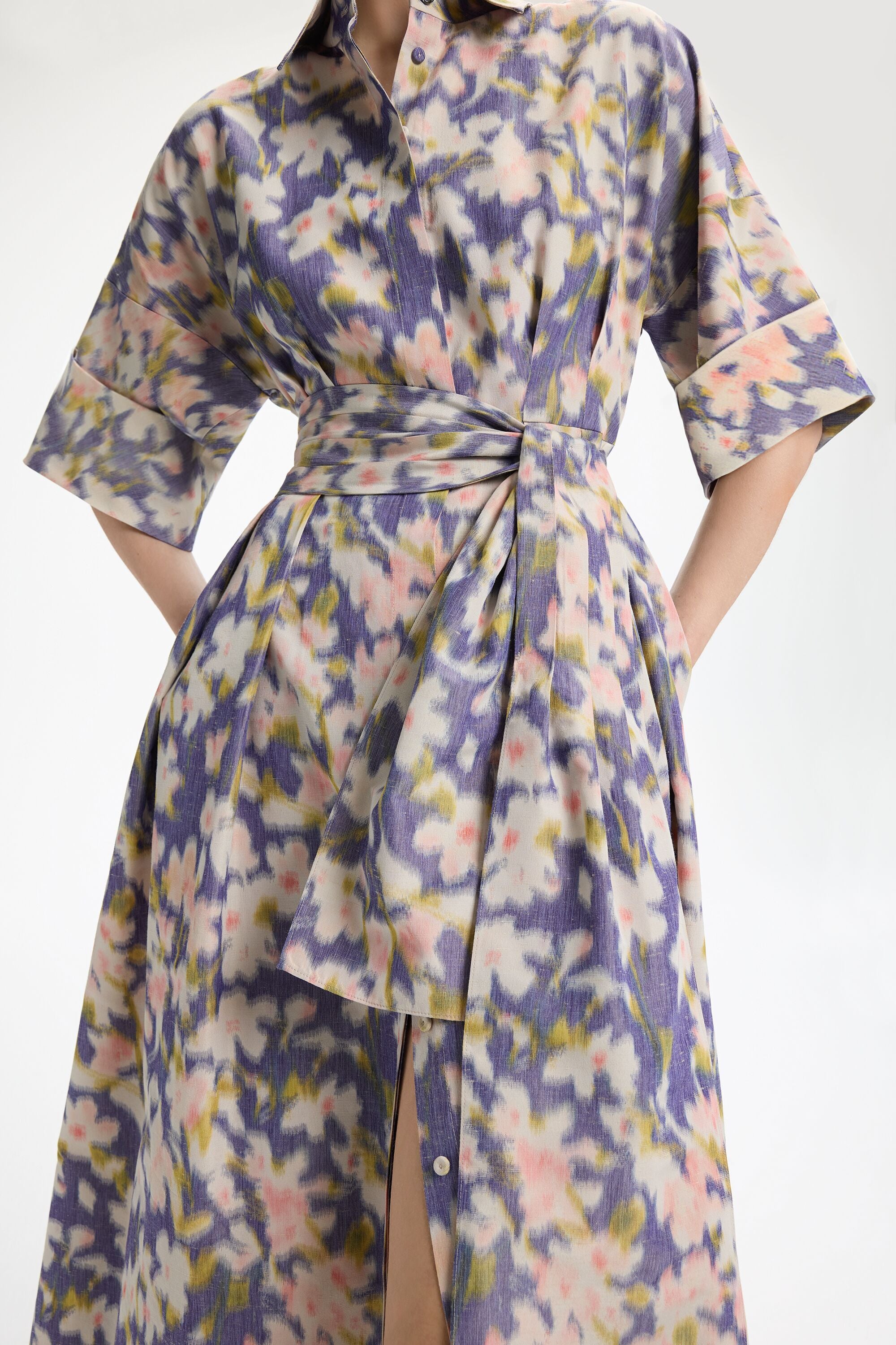 Floral Chiné Long Shirt Dress multicolor - CH Carolina