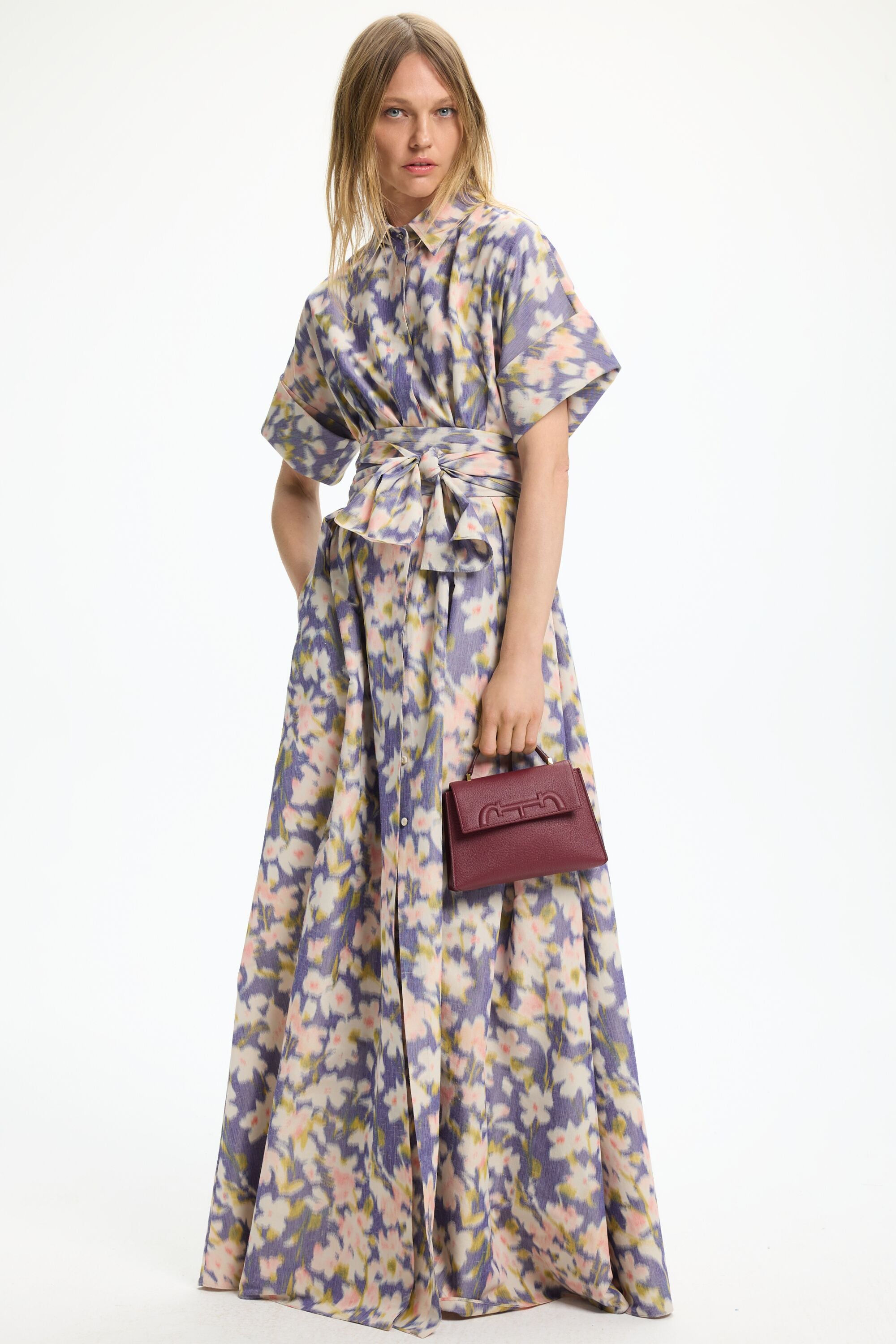 Floral Chiné Long Shirt Dress multicolor - CH Carolina