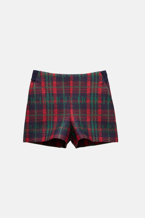 CHARTAN PRINT NEOPRENE BERMUDA SHORTS