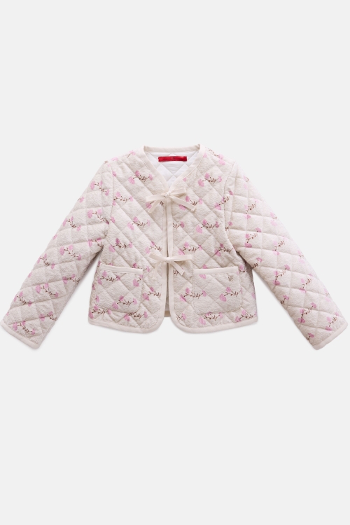 STRAIGHT QUILTED JACKET WITH TIES