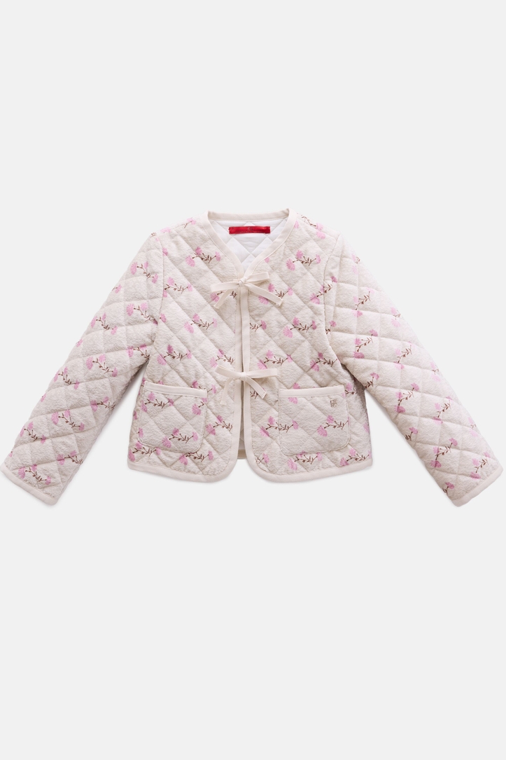 Straight Quilted Jacket with Ties
