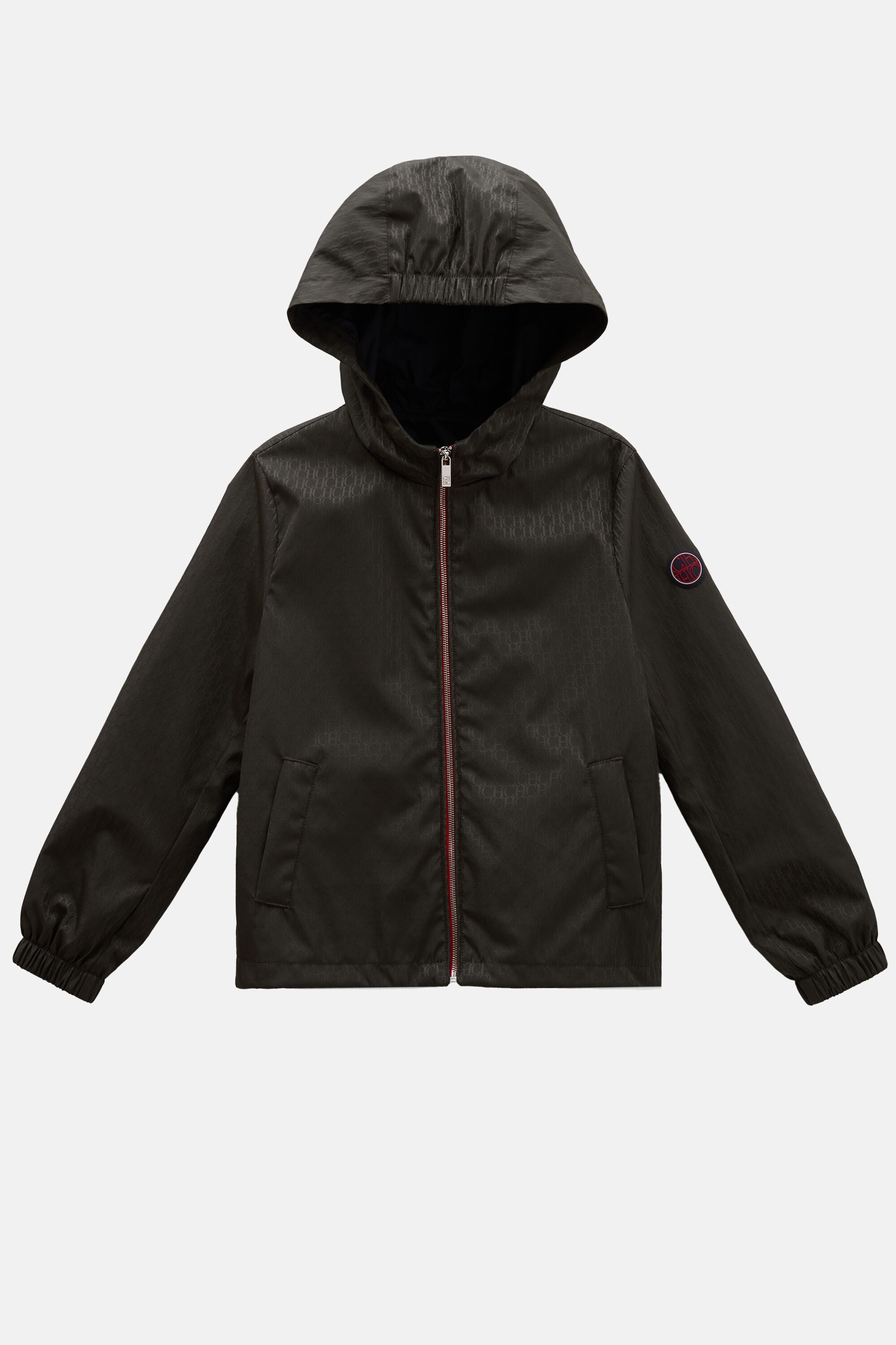 Nylon Windbreaker Jacket with CH Jacquard