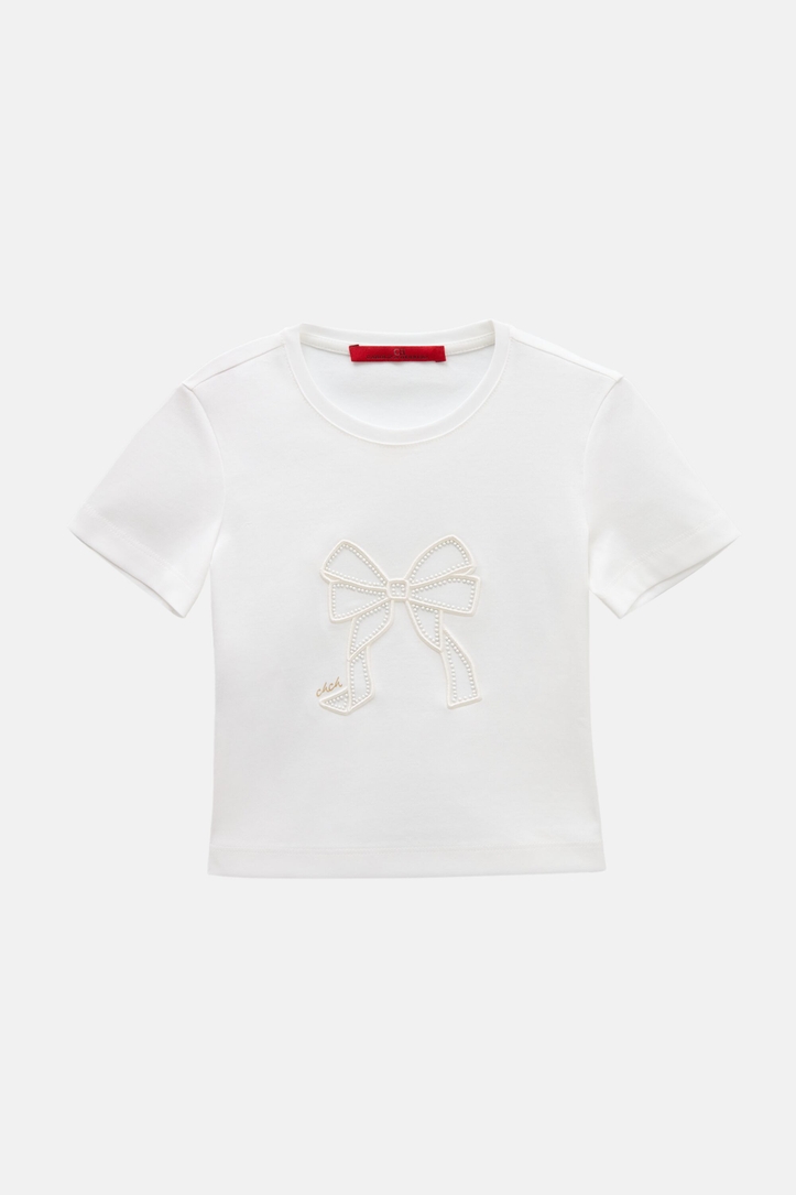 T-Shirt with Embroidered Bow