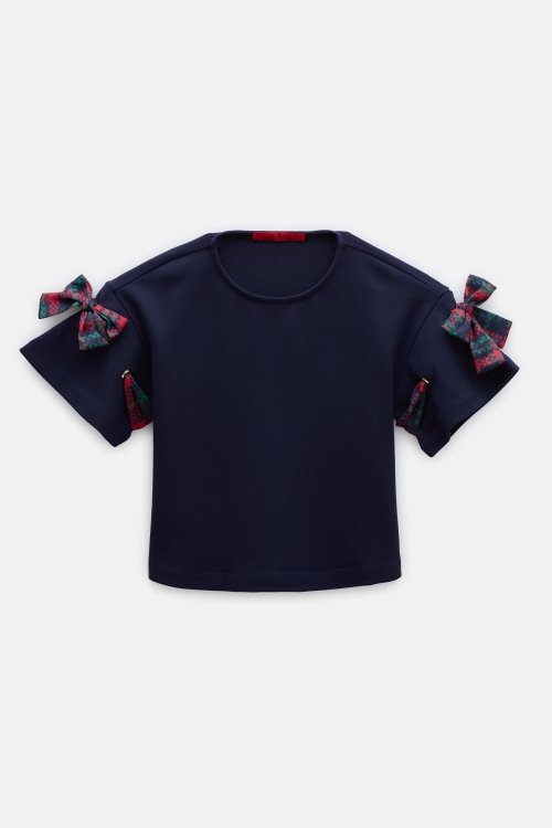 MILANO KNIT T-SHIRT WITH CHARTAN BOWS