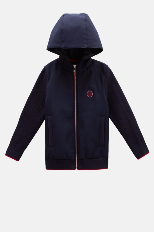 HOODED QUILTED COTTON CARDIGAN