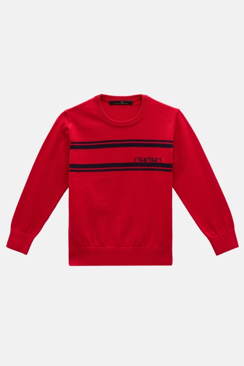 COTTON SWEATER WITH INTARSIA