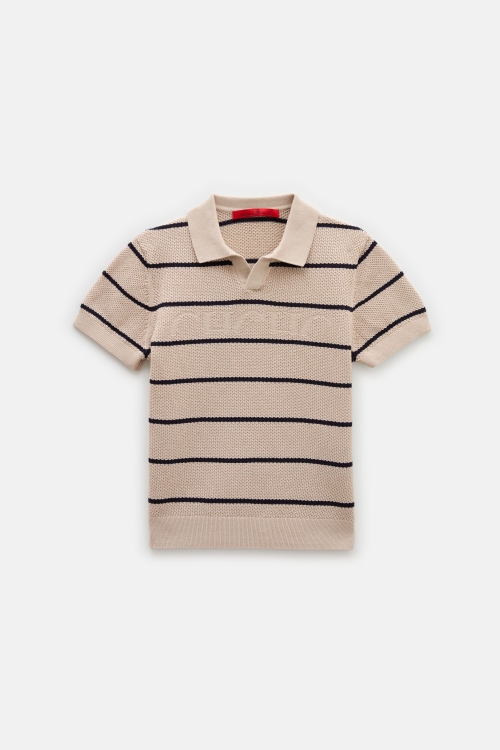 CH STRIPED KNIT OPEN POLO SHIRT