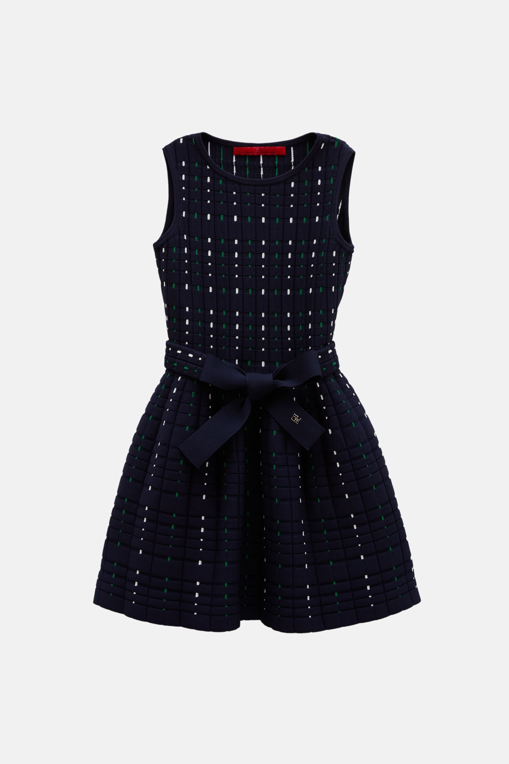 Jacquard Knit Dress with Belt