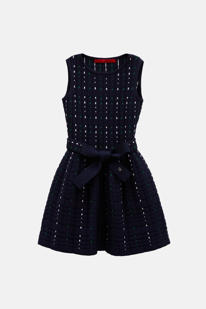 Jacquard Knit Dress with Belt