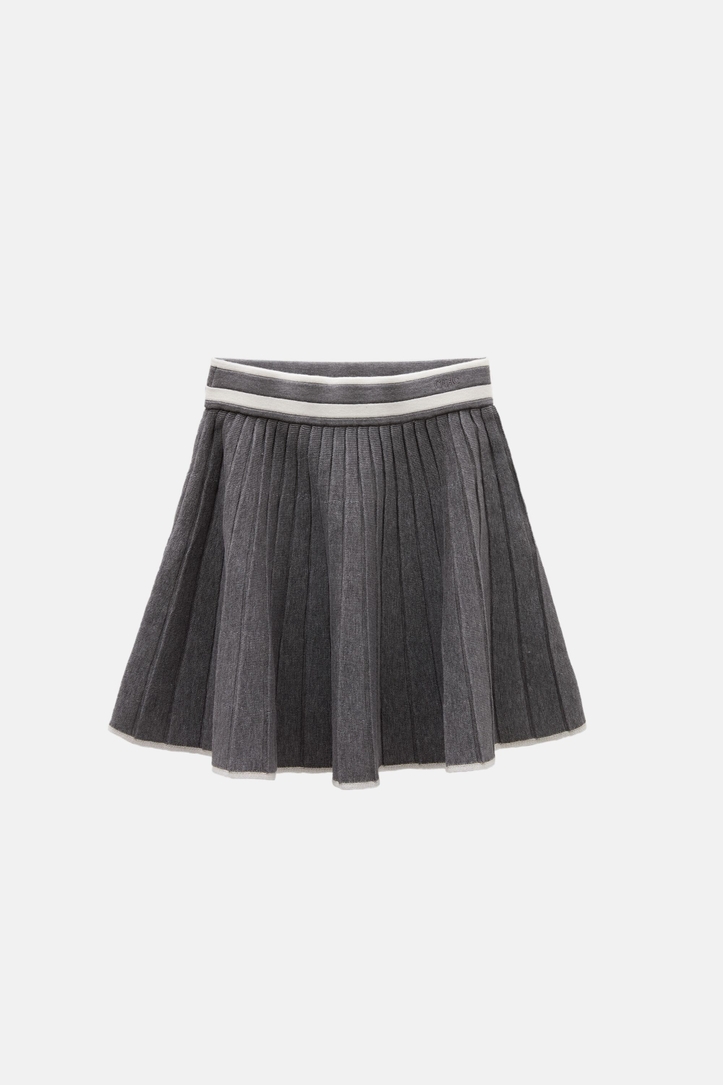 Double-Faced Knit Pleated Skirt