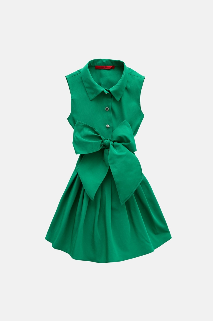 Sash-Detailed Taffeta Dress
