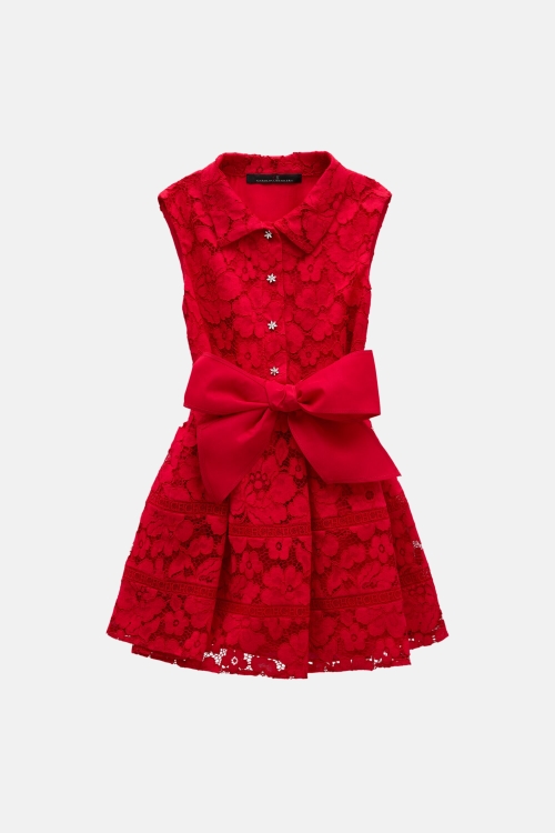 VESTIDO CAMISERO DE ENCAJE CON CINTURÓN