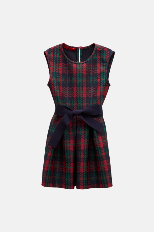NEOPRENE DRESS WITH CHARTAN PRINT