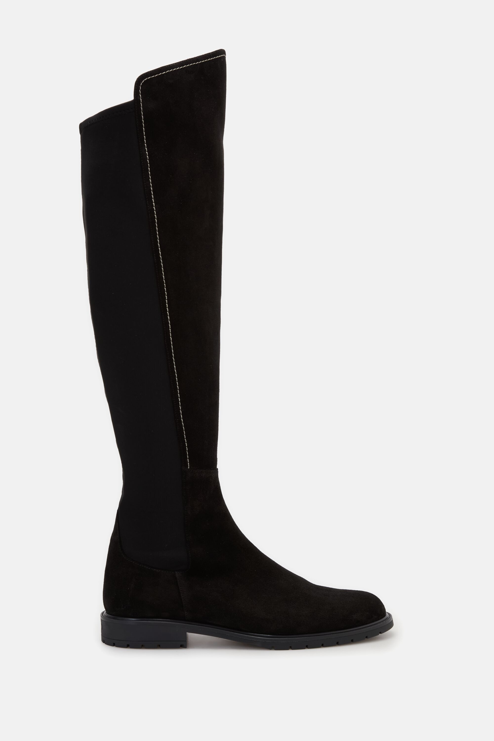 Blasón Leather and Stretch Fabric Flat Boots