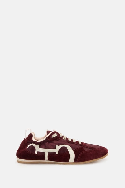 Initials Insignia Suede and Nylon Runners - MAROON