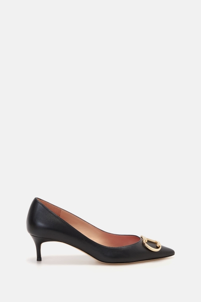 Initials Insignia 45 Leather Pumps - BLACK