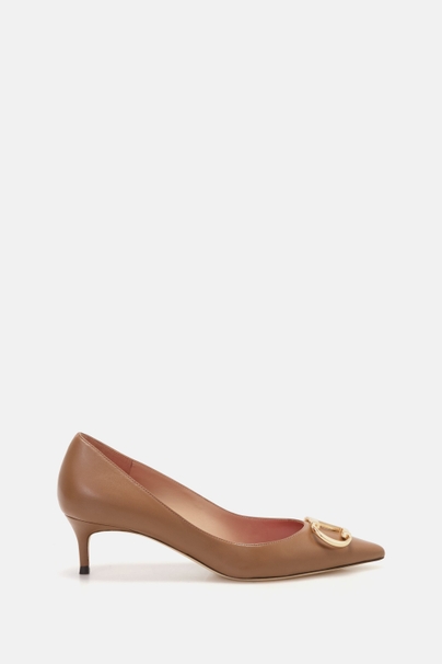Initials Insignia 45 Leather Pumps - CAMEL