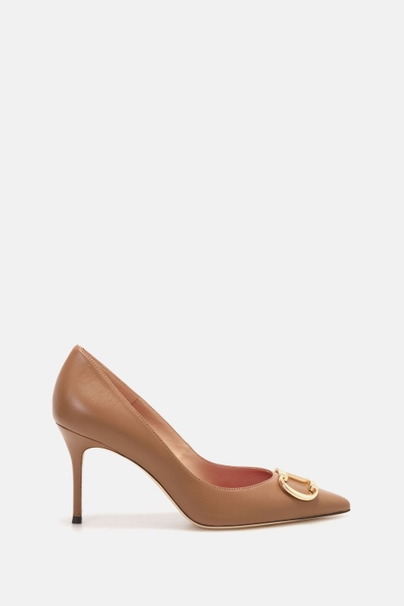 Initials Insignia 80 Leather Pumps - CAMEL