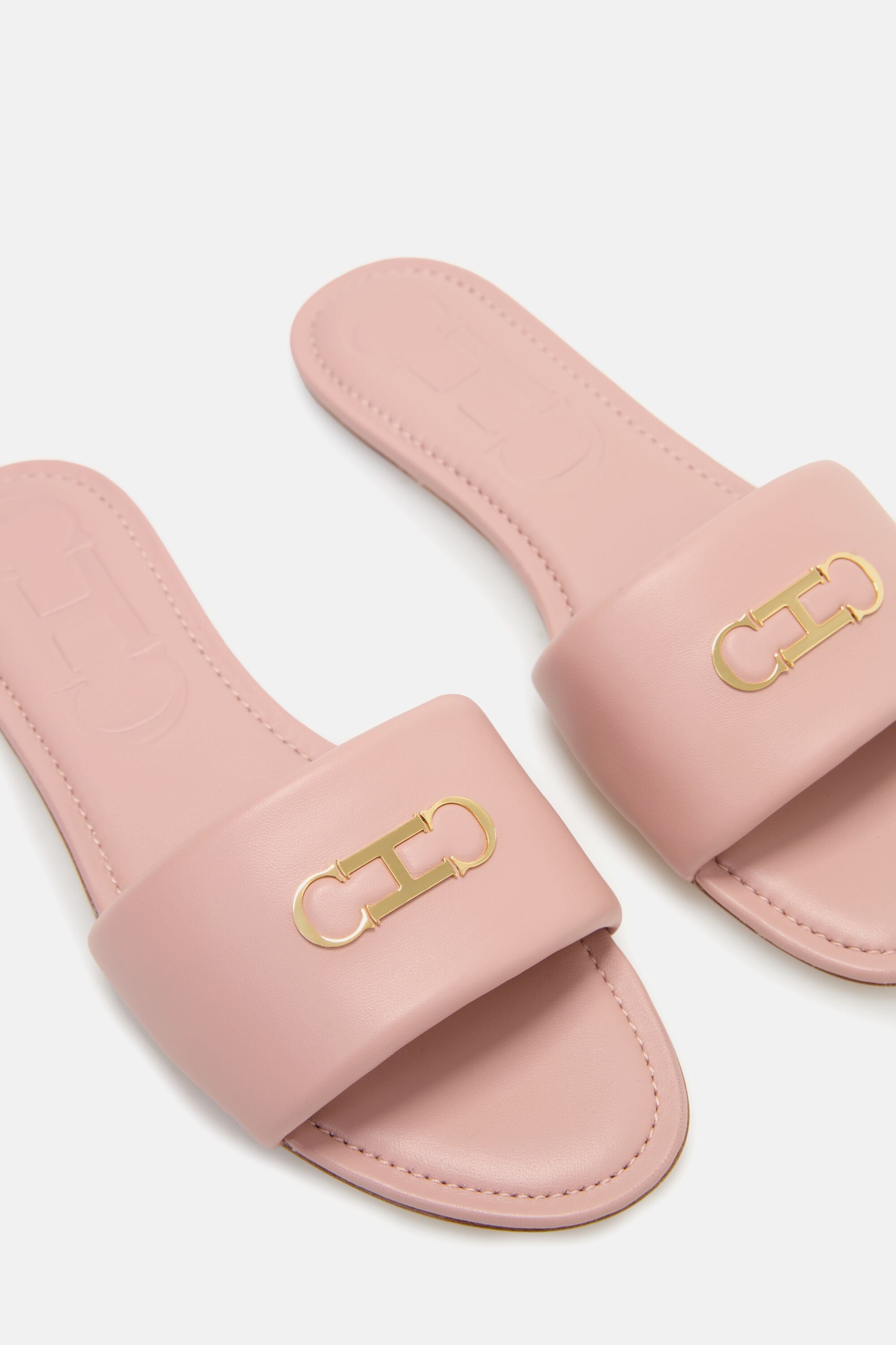 Initials Insignia Soft Leather Slides pink - CH Carolina Herrera United  States