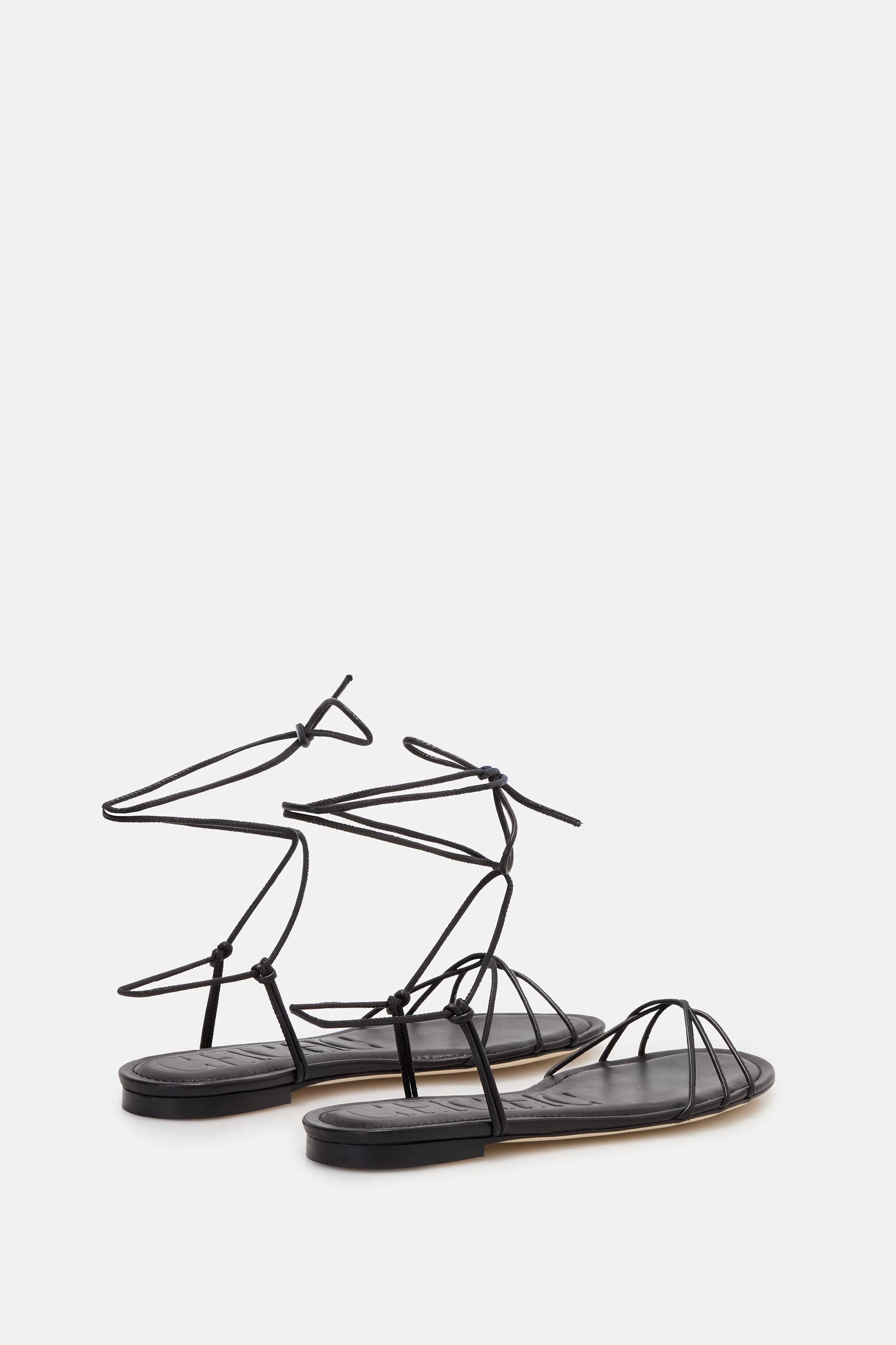 Leather Flat Lace-up Sandals black - CH Carolina Herrera United States