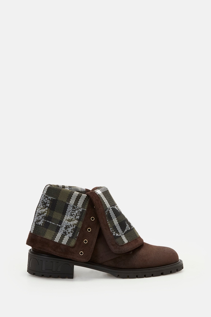 Charro Insignia CHartan Suede Rolled-Down Flat Ankle Boots