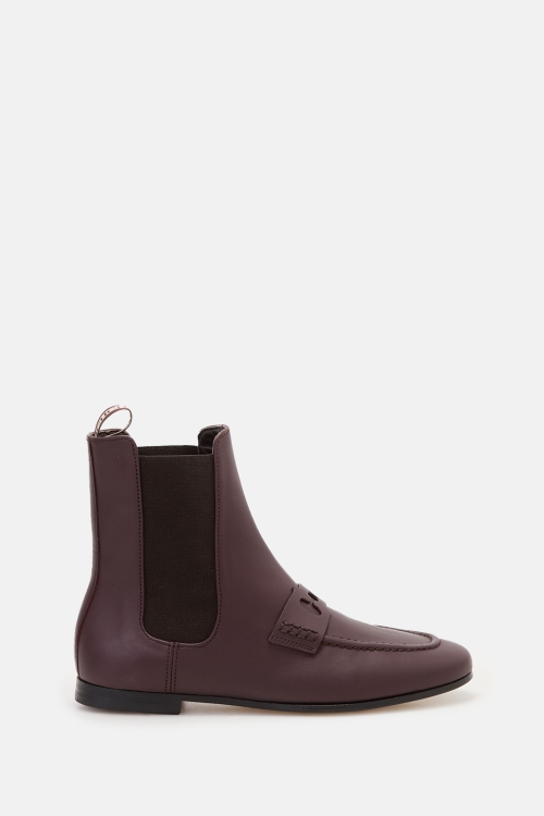 DOMA INSIGNIA CUT OUT LEATHER FLAT ANKLE BOOTS