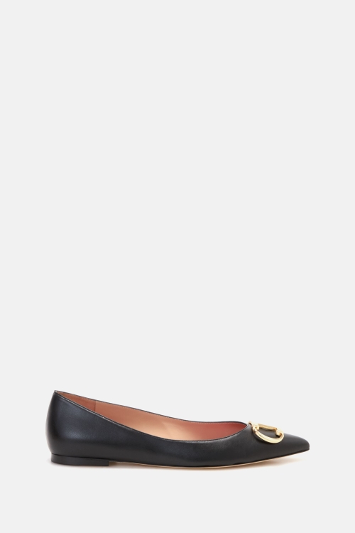 INITIALS INSIGNIA LEATHER FLATS