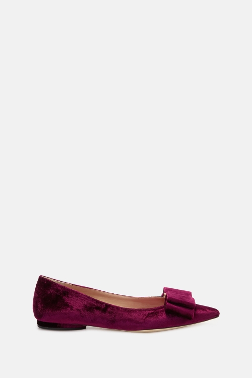 LACITO INSIGNIA VELVET POINT-TOE FLATS