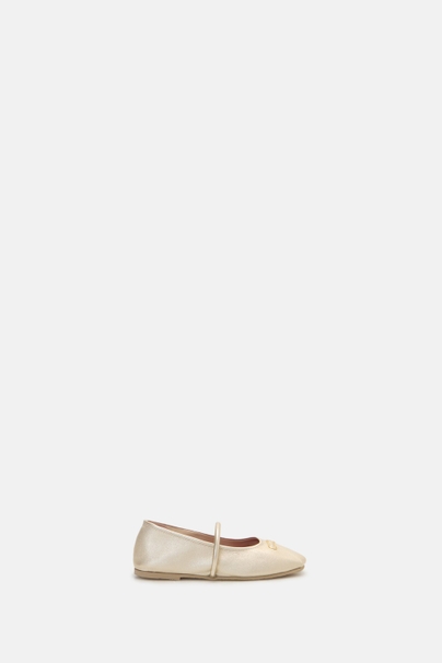 Initials Insignia Soft Leather Mary Jane Ballet Flats - PLATINUM