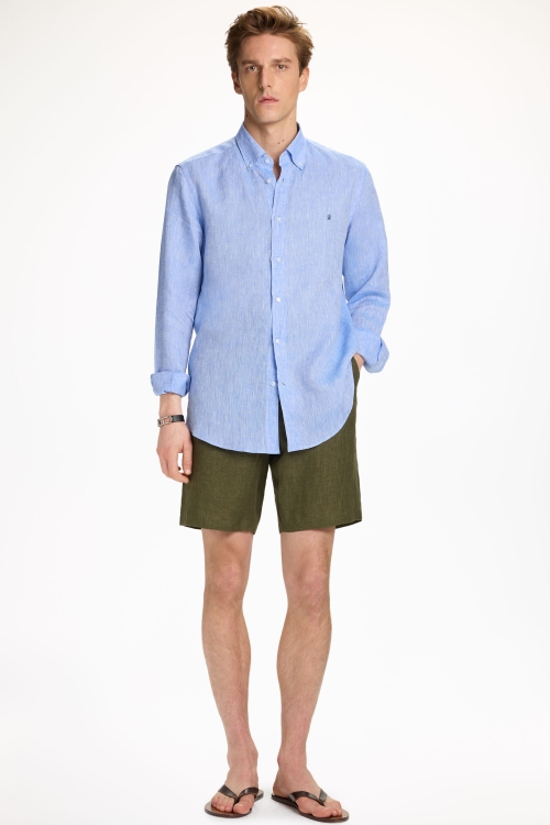 LINEN REGULAR FIT BERMUDA SHORTS