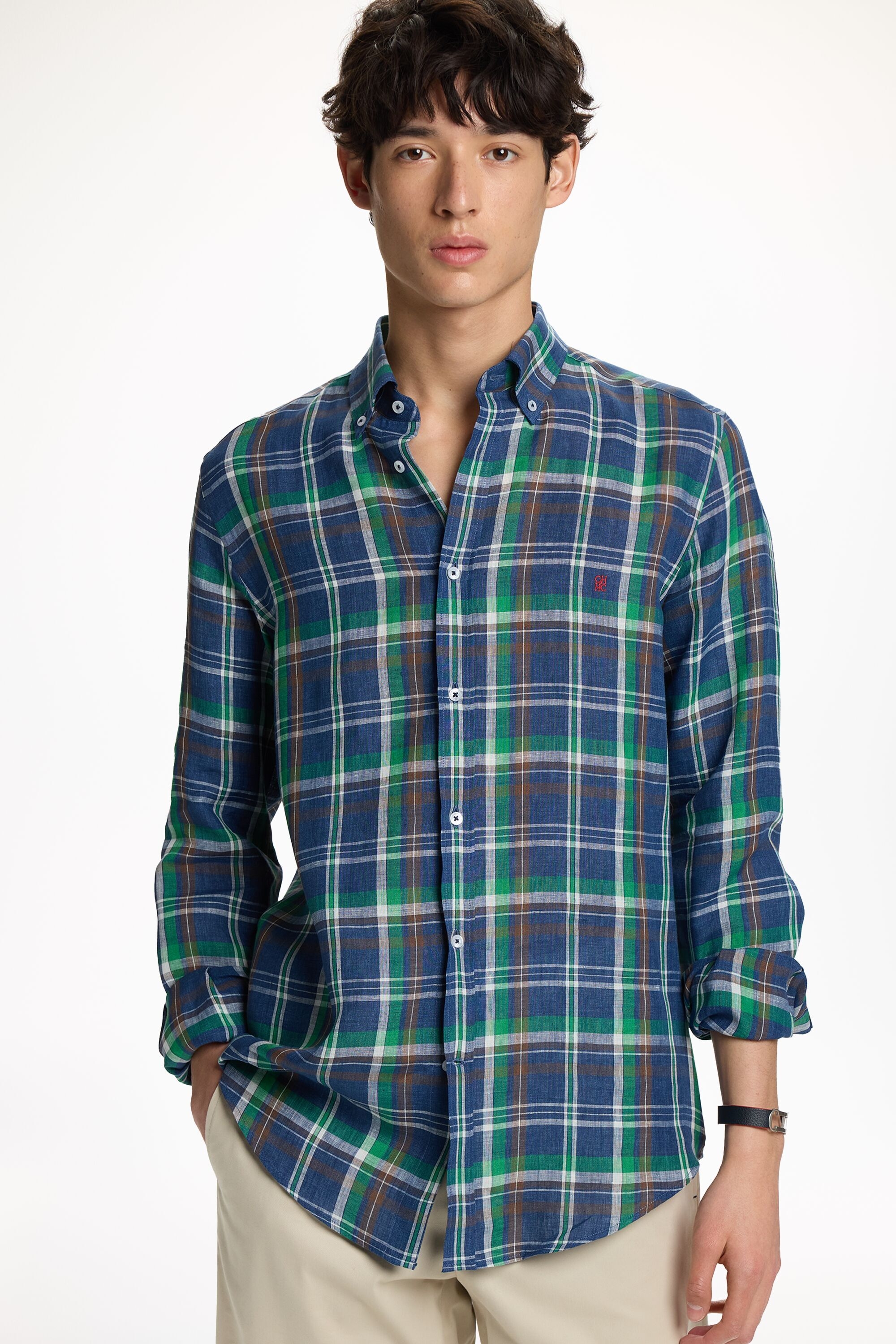 Camisa de Lino de Cuadros