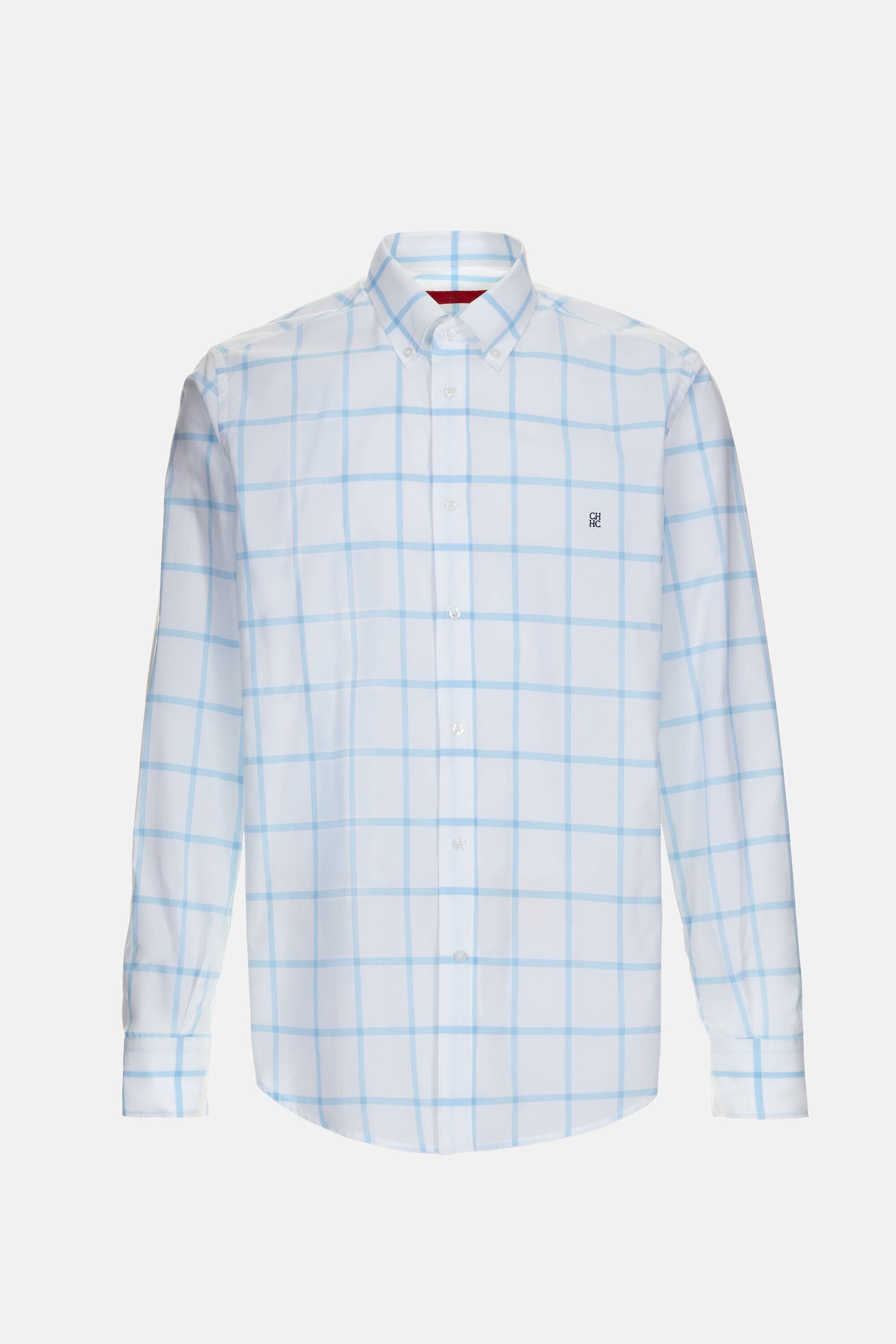 Windowpane Check Poplin Shirt sky blue/white - CH Carolina Herrera 