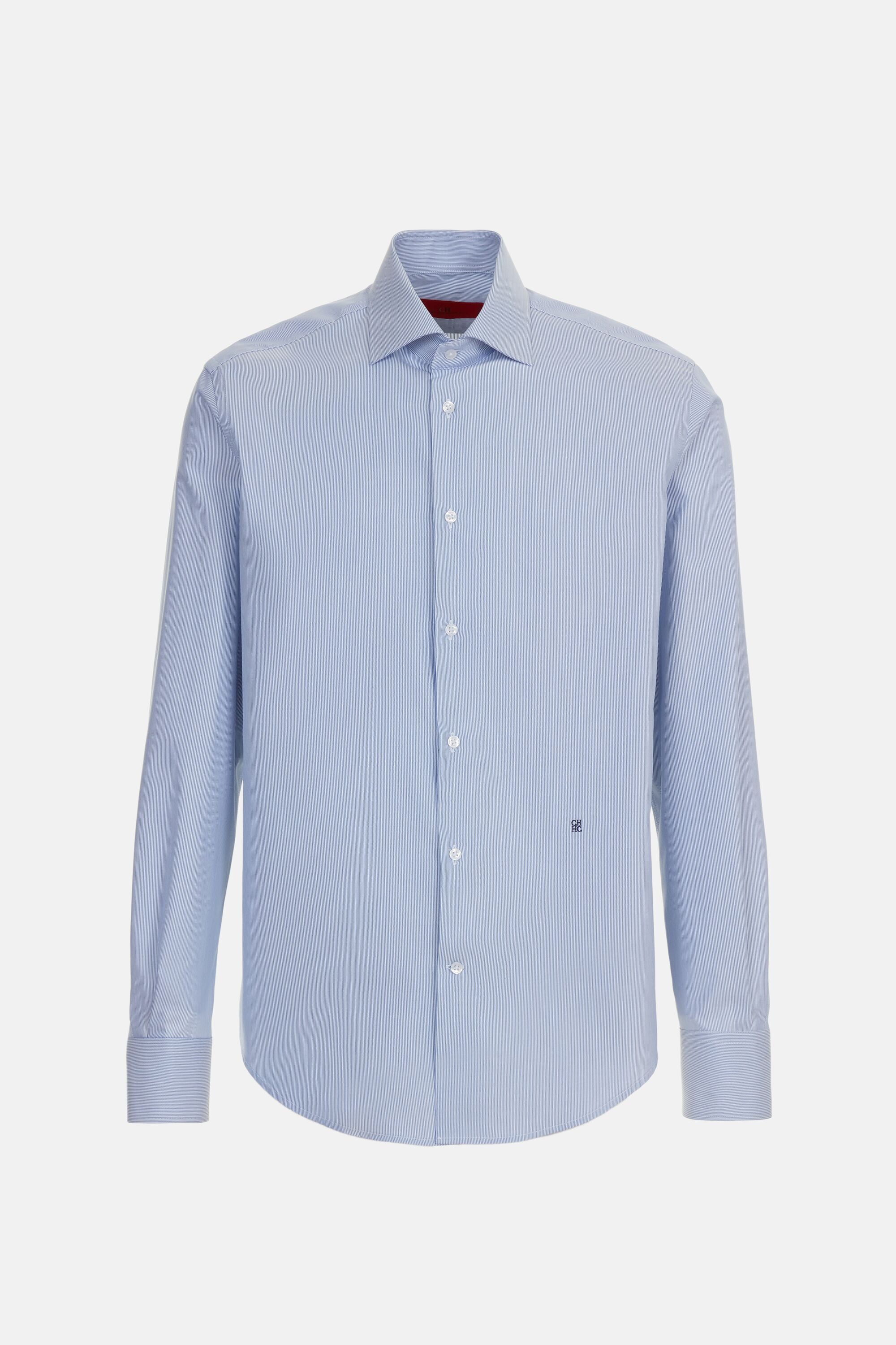 Pinstriped Twill Shirt with Spread Collar blue/white - CH Carolina 