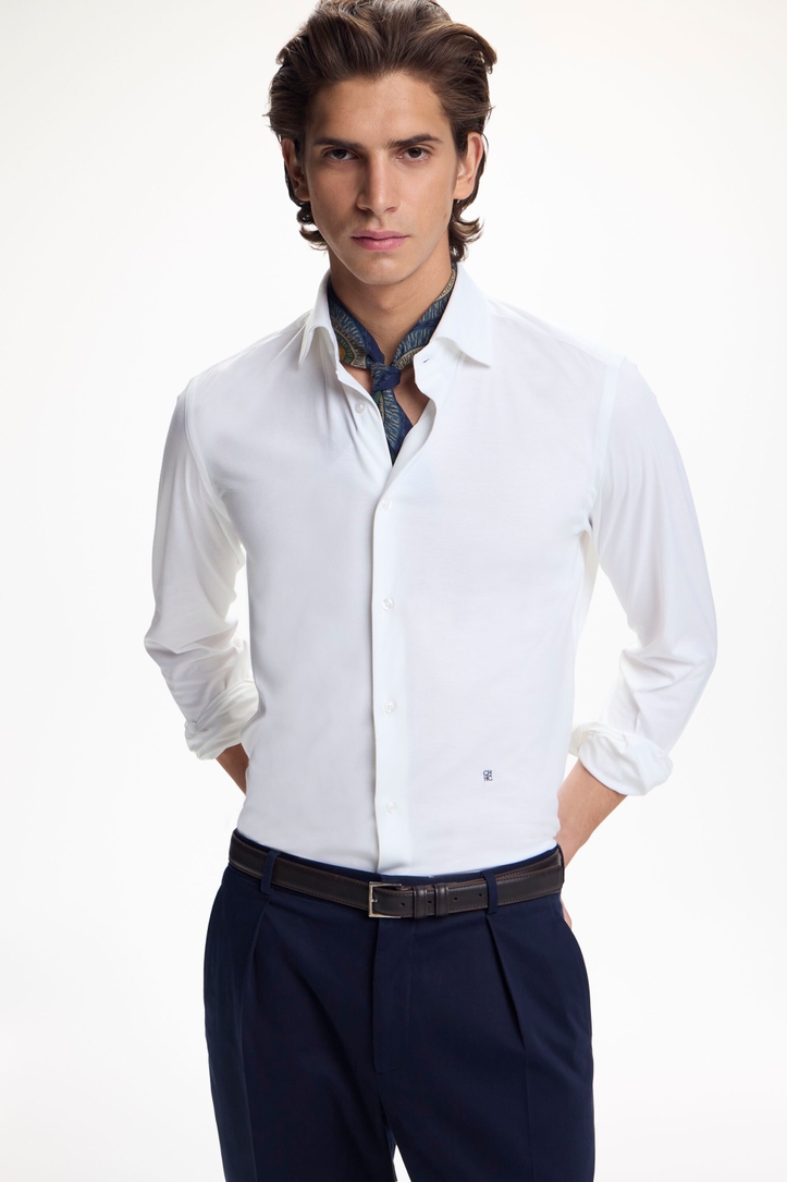 Twill Shirt with Spread Collar
