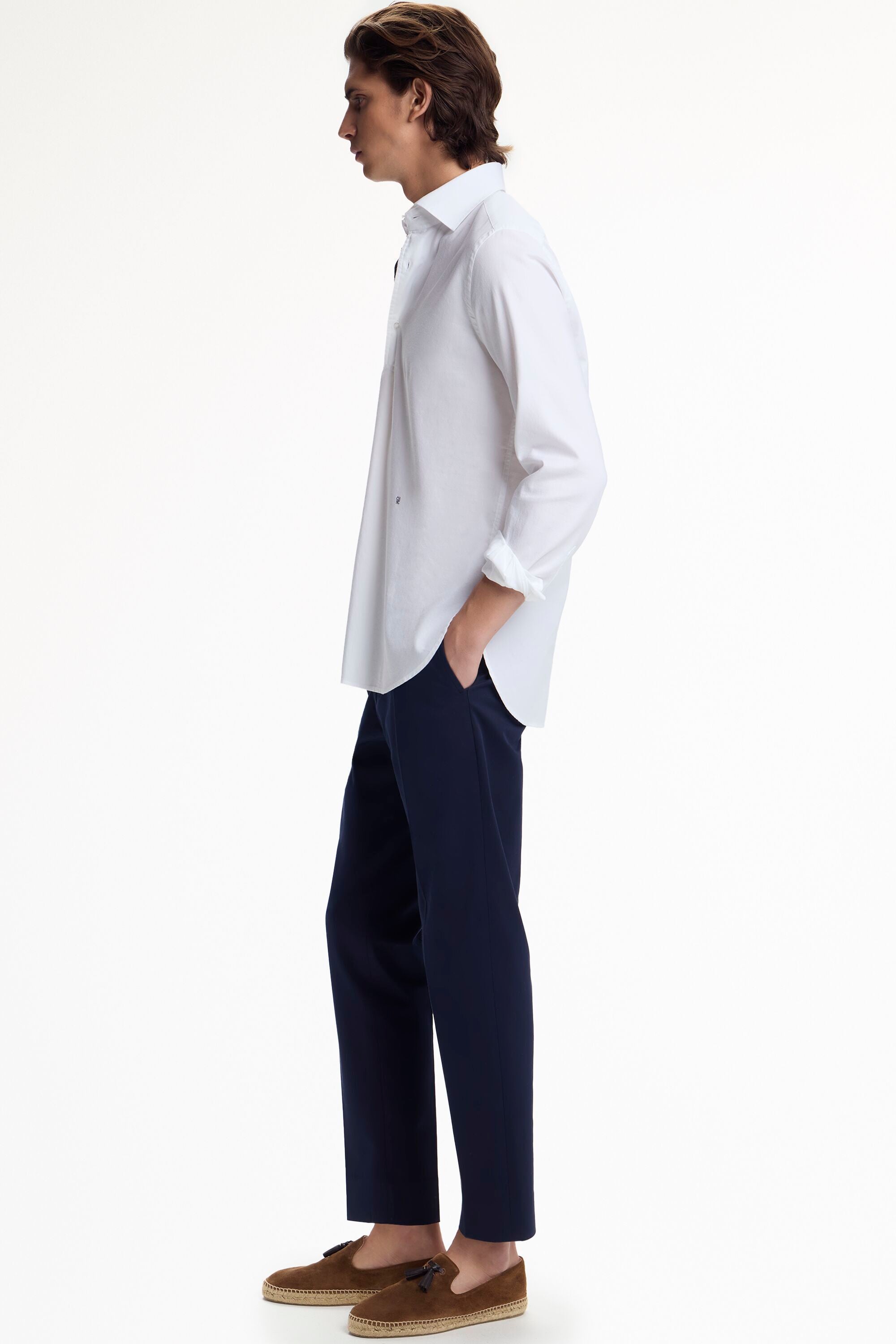 極希少✨CAROLINA HERRERA 現行 ホワイトコットンボタンシャツ Textured Half-Placket Shirt white - CH Carolina Herrera France