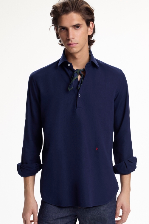 TEXTURED HALF-PLACKET SHIRT