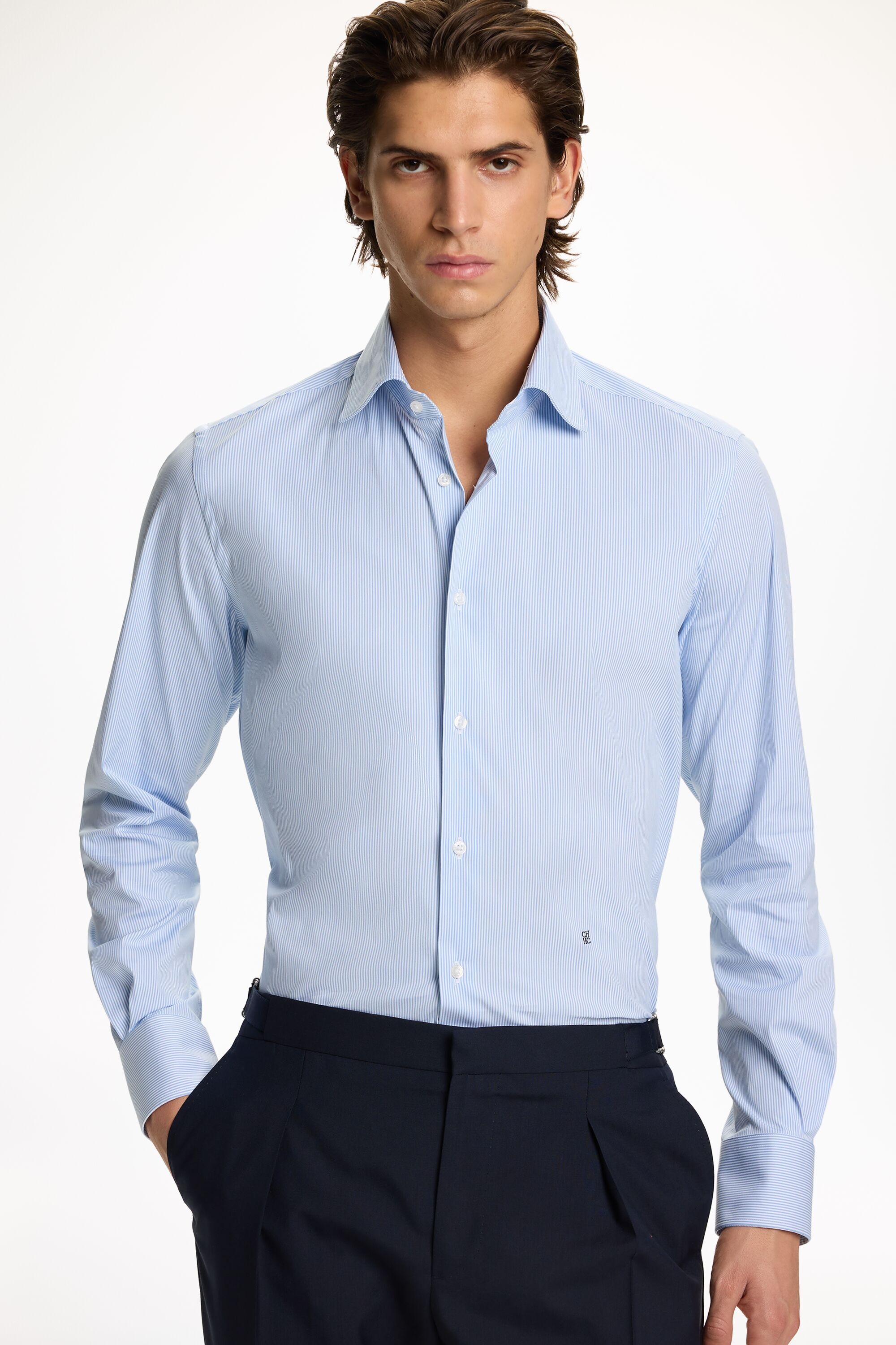Striped Slim Fit Shirt with Spread Collar
