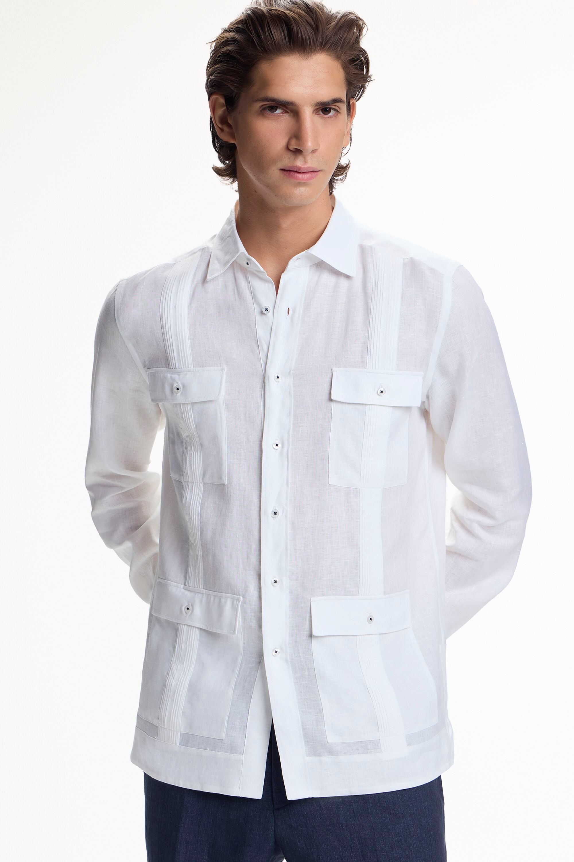 Linen Guayabera Overshirt white - CH Carolina Herrera United States