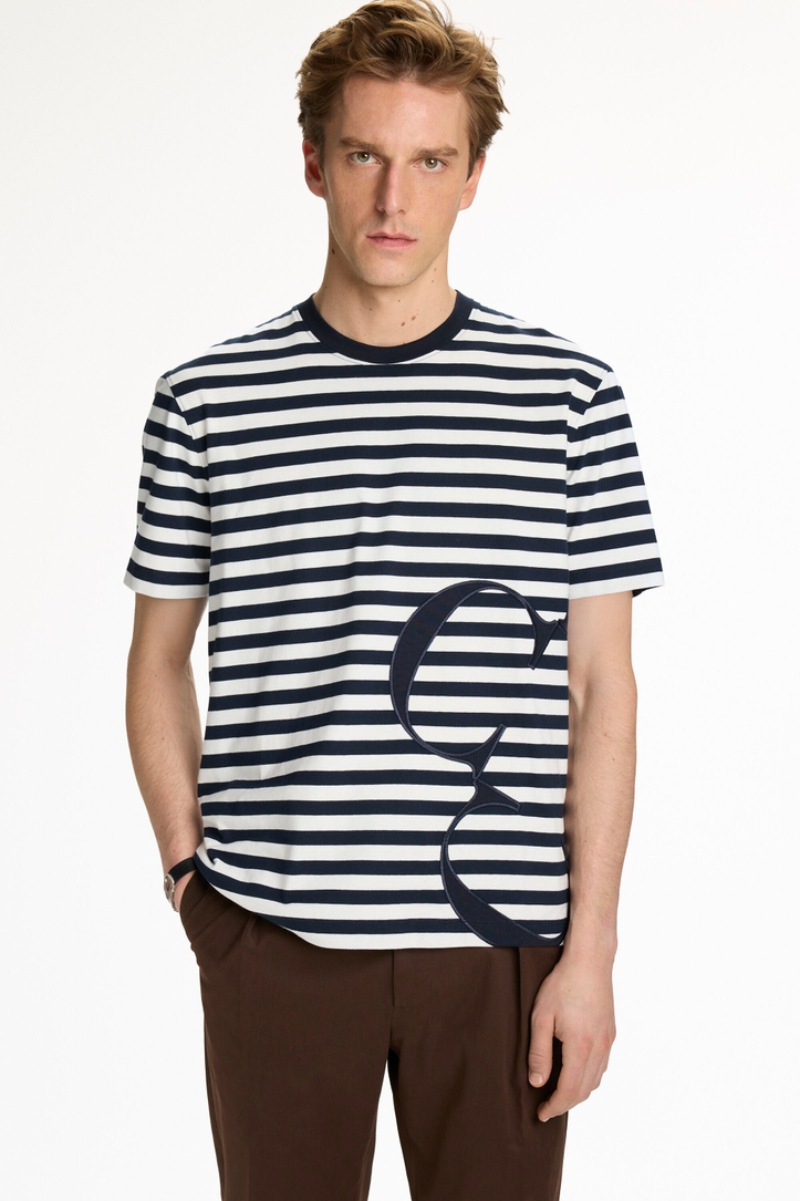 Striped T-Shirt with Rosetta Insignia